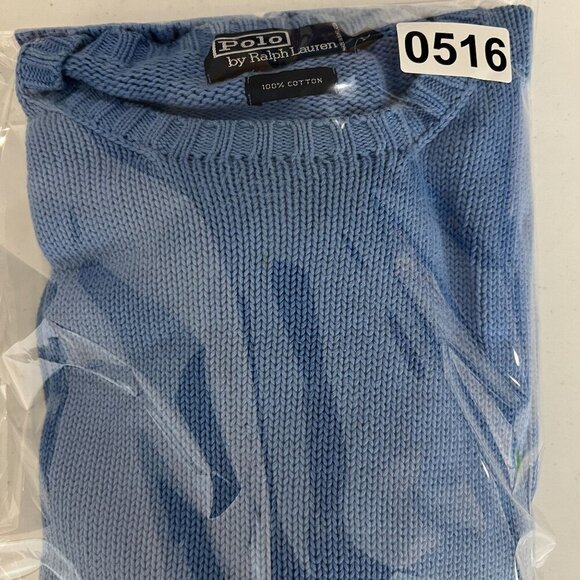 Polo Ralph Lauren Men L Crewneck Knit Sweater Green Pony Royal Blue Quiet Luxury - Picture 16 of 16